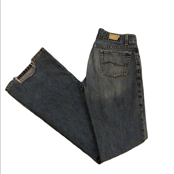 {BKE} Culture Denim X Long Denim Distressed Light Blue Wide Leg Size 28 Women’s - Picture 5 of 10